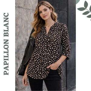 Papillon Spotted 3/4 Sleeve Blouse — New With Tags Size Small